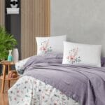 Постільна білизна з пледом First Choice Ranforce Sole Pique 220 х 240 Lilac