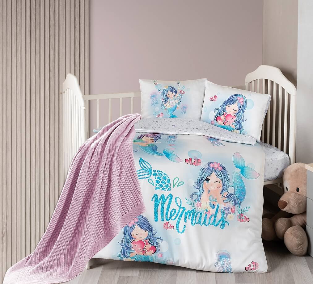 Постільна білизна для новонароджених з пледом First Choice Baby Digital Satin Nirvana 100х150 см. Mermaid купити Постільна білизна для новонароджених з пледом First Choice Baby Digital Satin Nirvana 100х150 см. Mermaid - Зображення 1