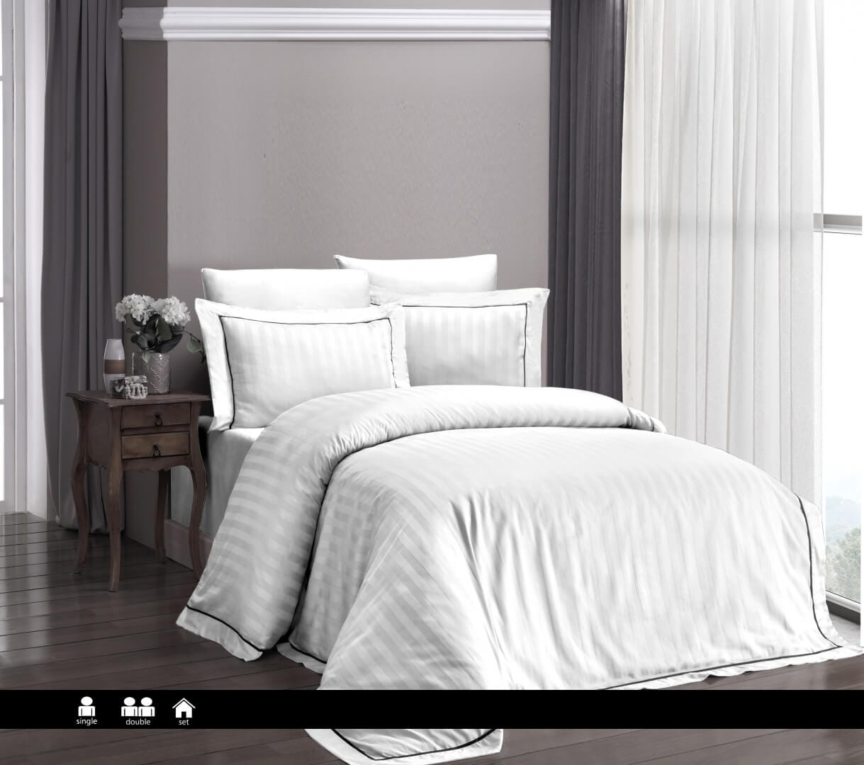 Постільна білизна First Choice Deluxe Satin 160 х 220 сімейний см Novel Line White купити Постільна білизна First Choice Deluxe Satin 160 х 220 см Novel Line White - Зображення 1