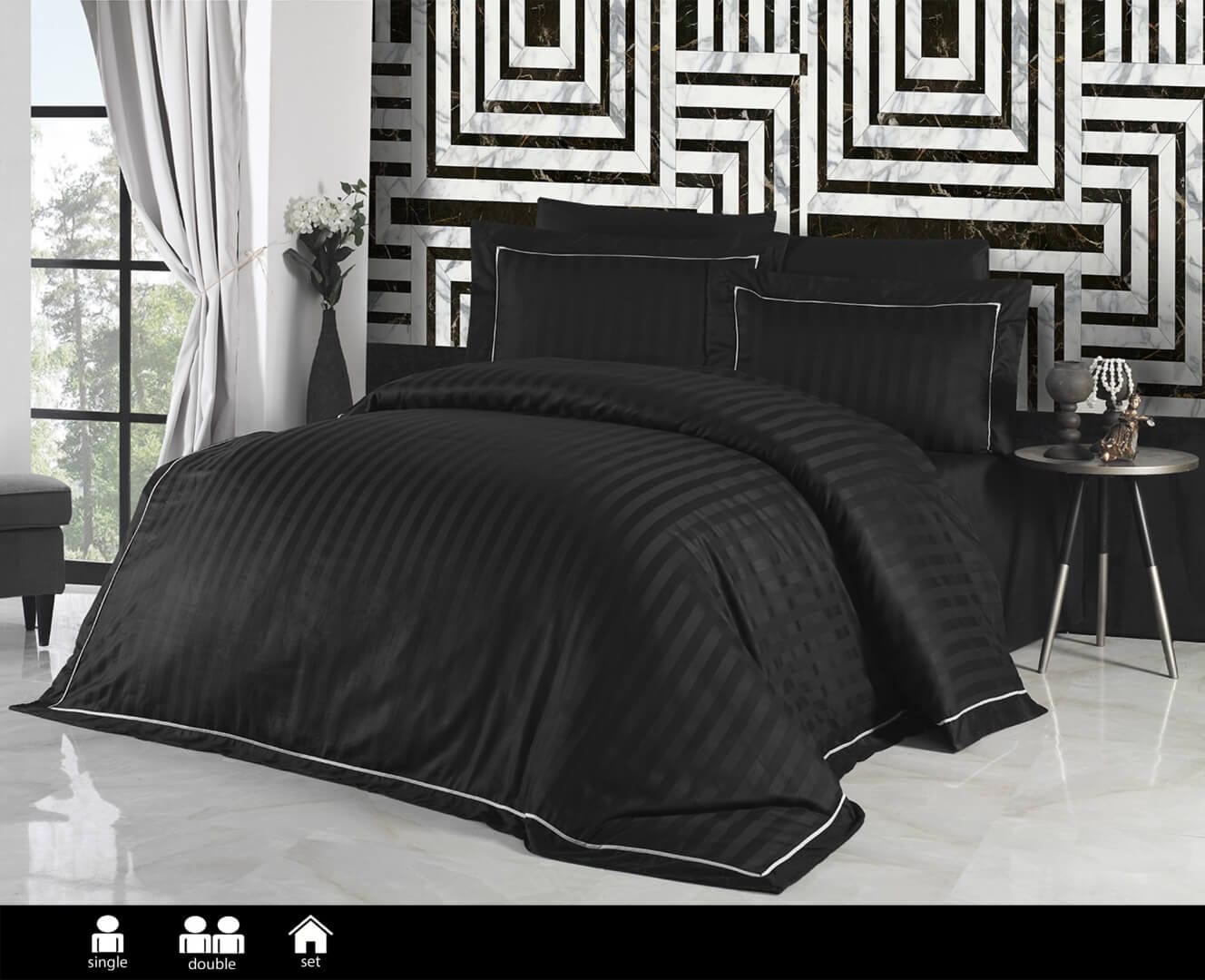 Постільна білизна First Choice Deluxe Satin DARK 200 х 220 см Novel Line Black купити Постільна білизна First Choice Deluxe Satin DARK 200 х 220 см Novel Line Black — изображение 1