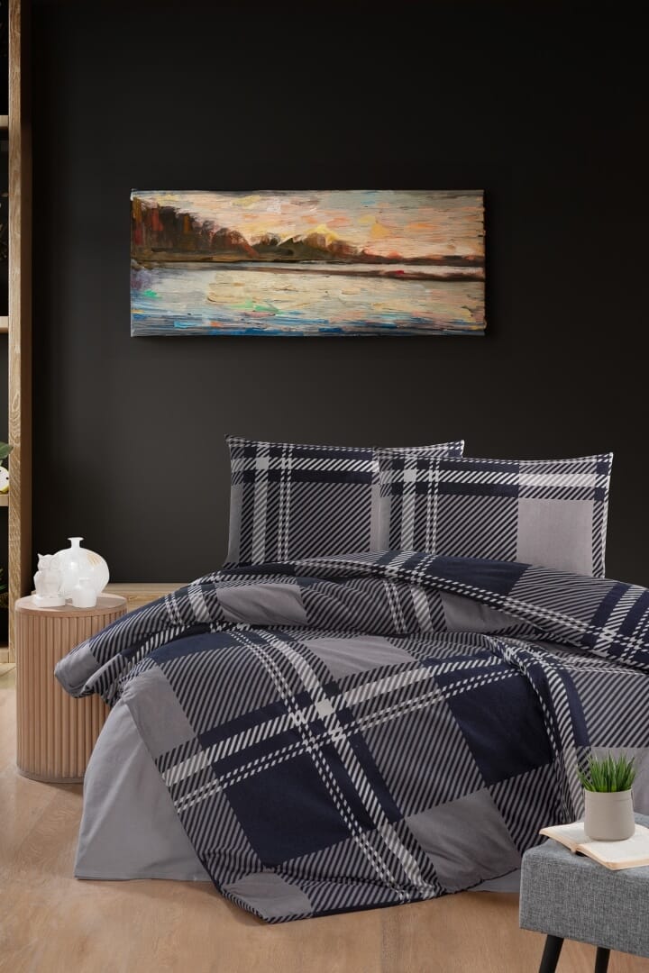 Постільна білизна First Choice Flannel 200 х 220 см Veldor Navy Blue Постільна білизна First Choice Flannel 160 х 220 см сімейна Veldor Navy Blue