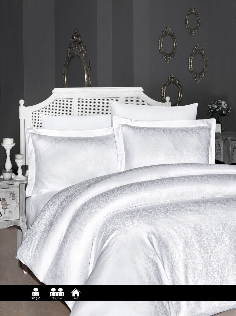 Постільна білизна First Choice Jacquard Satin 160 х 220 сімейний см Misra White купити Постільна білизна First Choice Jacquard Satin 160 х 220 см Misra White — изображение 1