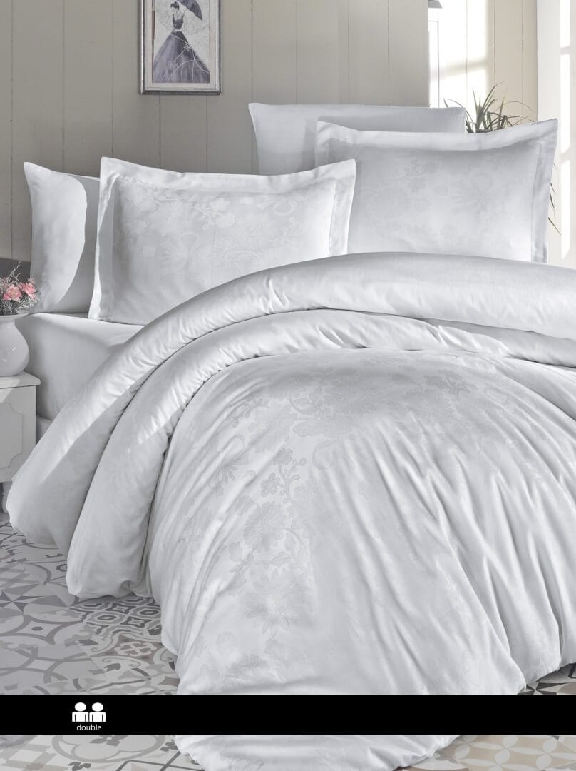 Постільна білизна First Choice Jacquard Satin 160 х 220 сімейний см Herra White купити Постільна білизна First Choice Jacquard Satin 160 х 220 см Herra White — изображение 1