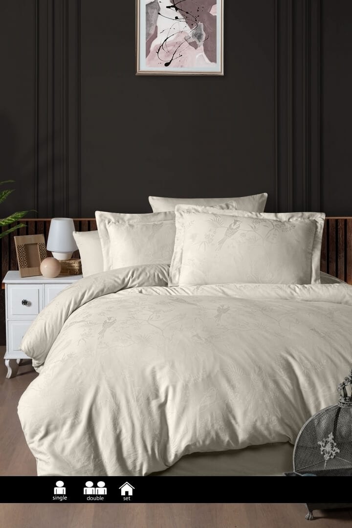 Постільна білизна First Choice Jacquard Satin 160 х 220 сімейний см Stesha Beige купити Постільна білизна First Choice Jacquard Satin 160 х 220 см Stesha Beige — изображение 1