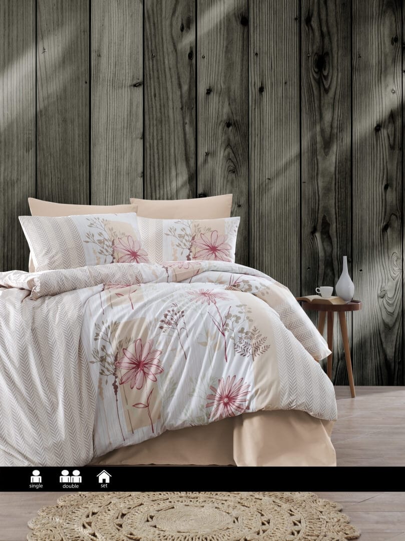Постільна білизна First Choice Ranforce 160x220 сімейний Helen Ecru купити Постільна білизна First Choice Ranforce 200 х 220 см Helen Ecru — изображение 1