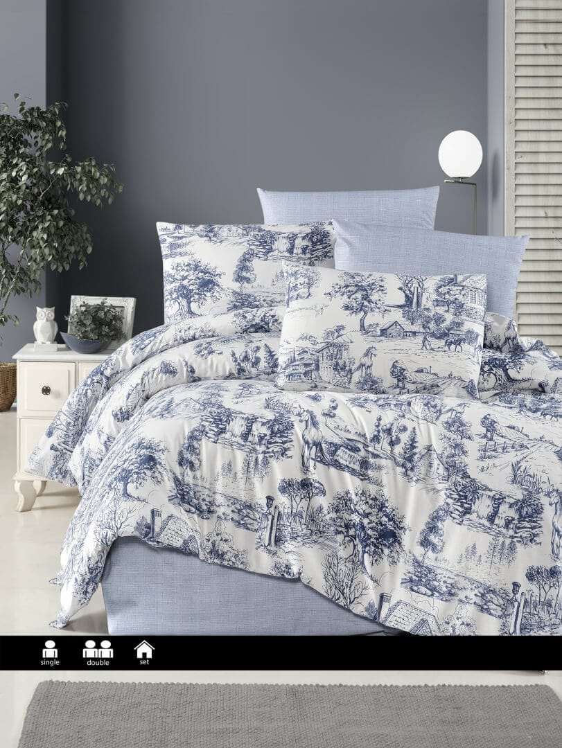 Постільна білизна First Choice Ranforce 160x220 сімейний Vintage Blue купити Постільна білизна First Choice Ranforce 160x220 сімейний Vintage Blue — изображение 1