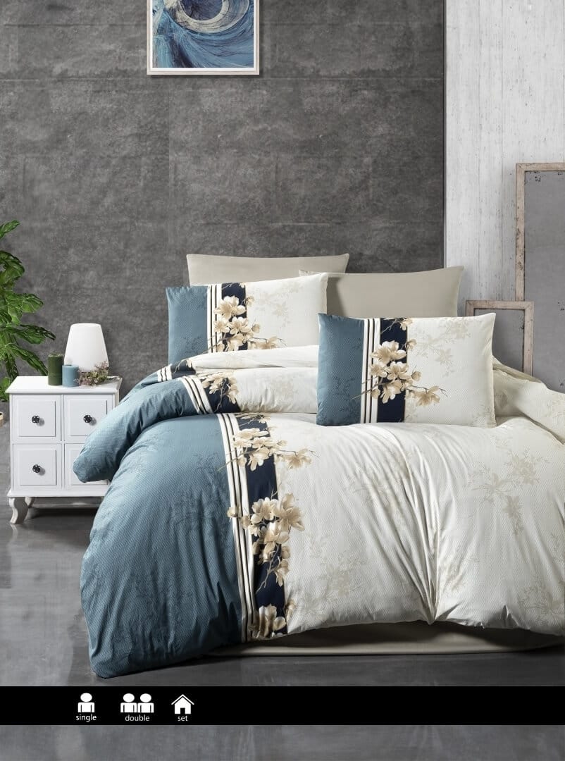 Постільна білизна First Choice Ranforce 160x220 сімейний Manolya Blue Stone купити Постільна білизна First Choice Ranforce 160x220 сімейний Manolya Blue Stone — изображение 1
