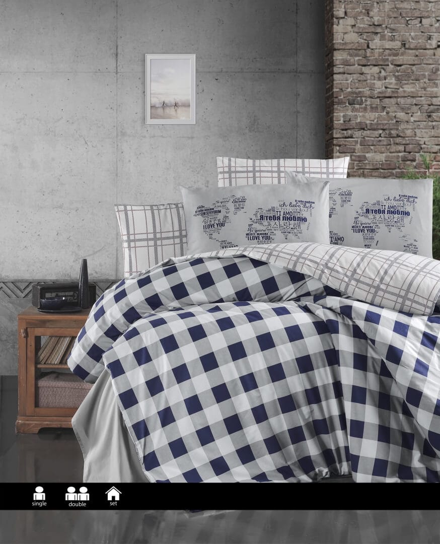 Постільна білизна First Choice Ranforce 160x220 сімейний Edmon Navy Blue купити Постільна білизна First Choice Ranforce 200 х 220 см Edmon Navy Blue - Зображення 1
