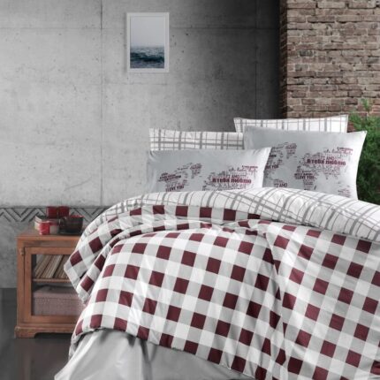 Постільна білизна First Choice Ranforce 200 х 220 см Edmon Dark Red