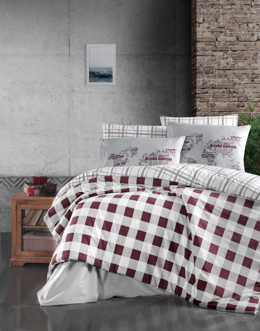 Постільна білизна First Choice Ranforce 160x220 сімейний Edmon Dark Red купити Постільна білизна First Choice Ranforce 200 х 220 см Edmon Dark Red - Зображення 1