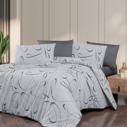Постільна білизна First Choice Ranforce 200 х 220 см Alfeo Anthracite
