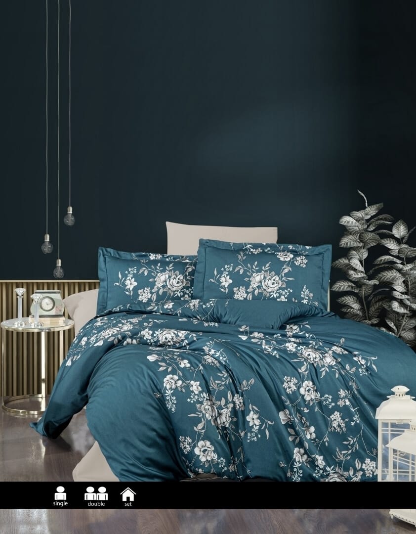 Постільна білизна First Choice Cotton Satin 160х220 сімейний Arya Turquoise купити Постільна білизна First Choice Cotton Satin 200 х 220 см Arya Turquoise — изображение 1