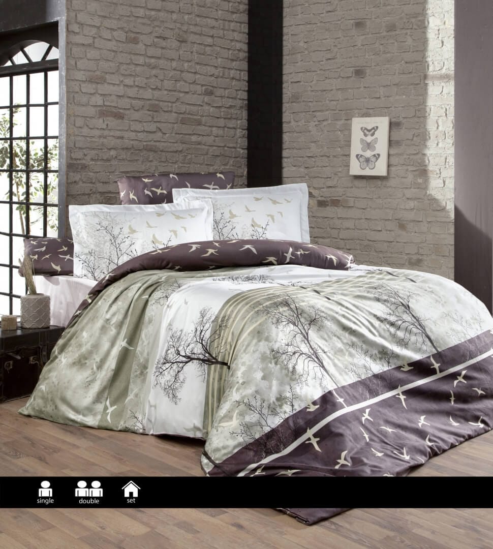 Постільна білизна First Choice Cotton Satin 160х220 сімейний Doga Brown купити Постільна білизна First Choice Cotton Satin 200 х 220 см Doga Brown — изображение 1