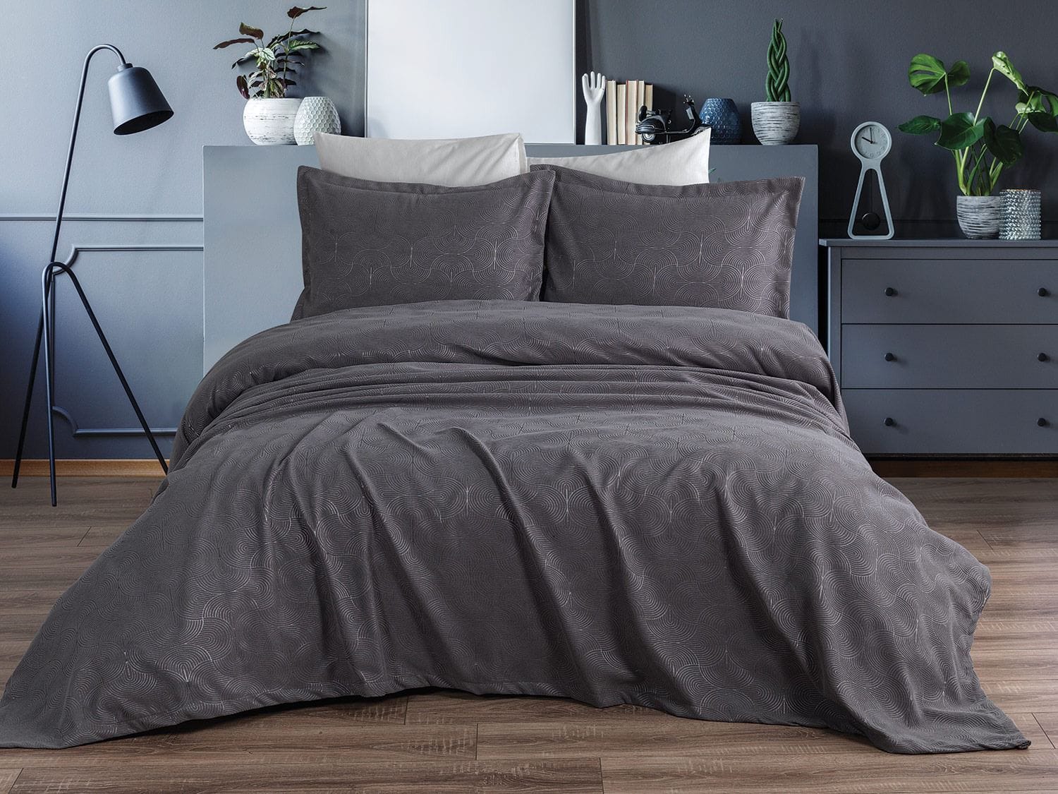 Belkiz-Gri-1 Покривало з наволочками Modabox 240 x 260 см Belkis Antrasit