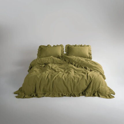 Постільна білизна Limasso Stonewashed Exclusive Ranforce 160 х 220 см сімейний Olive купити онлайн по вигідній ціні