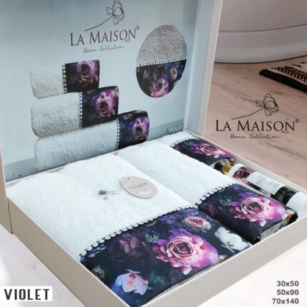 Подарунковий набір рушників La Maison Violet Ekru з ароматом