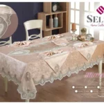 Велюрова скатертина з ранером Selin Hurrem Set 160×300+12 серветок