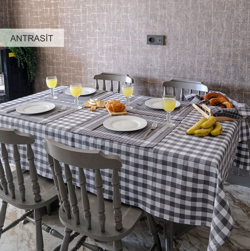 Скатертина з серветками Istanbul Piknik Set 140х180 см Happy Days Antrasit