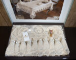 Велюрова скатертина з ранером Selin Azra Set 160×300+12 серветок Бежева