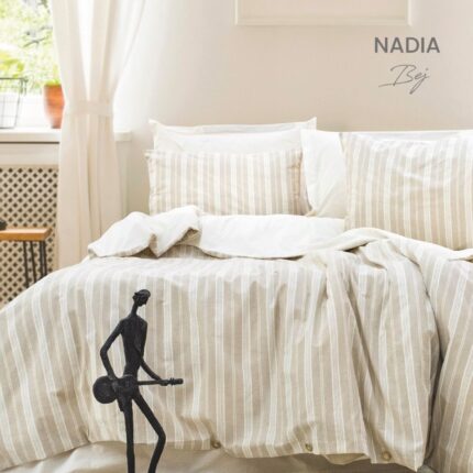 Постільна білизна Saheser Stonewashed Ranforce 200 х 220 см Nadia Bej