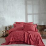 Постільна білизна Saheser Stonewashed 200 х 220 см Noris Vermilion
