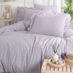 Постільна білизна з вареної бавовни з прошвою Istanbul Home Collection євро 200х220 см Resital Purple - Зображення 2