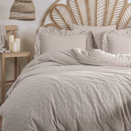 Постільна білизна з вареної бавовни з прошвою Istanbul Home Collection євро 200х220 см Resital Beige