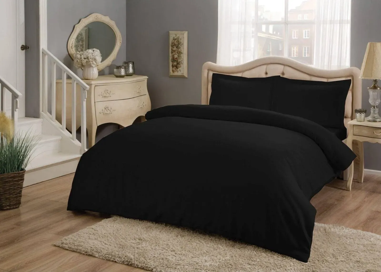 Постільна білизна TAC Satin Basic Siyah Євро Постільна білизна TAC Satin Basic Siyah Євро купити в Україні