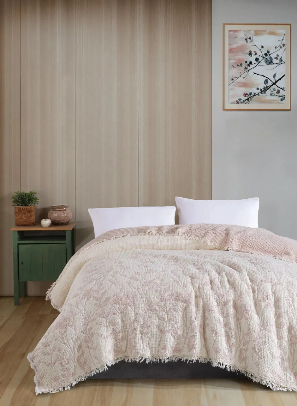 Муслінове покривало Moss Botanic Muslin 230 x 250 см. Pudra Муслінове покривало Moss Botanic Muslin 230 x 250 см. Pudra