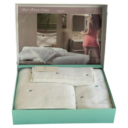 Набір рушників Maison D'or Soft Hearts White-Turquoise
