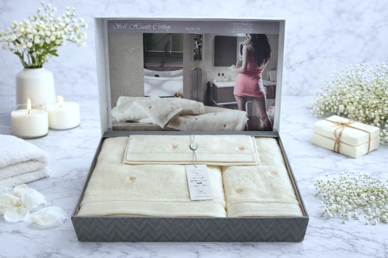 Набір рушників Maison D'or Soft Hearts Ecru Набір рушників Maison D'or Soft Hearts Ecru