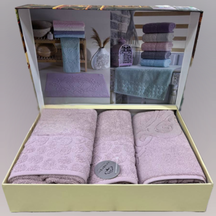Подарунковий набір турецьких рушників 3шт Cestepe Micro Delux Lilac