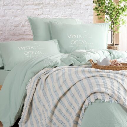 Постільна білизна з пледом Istanbul Mystic Ocean Mint Євро купити