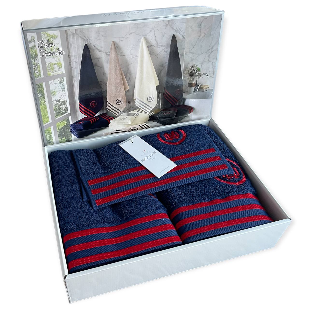 Набір рушників Maison D'or Delon Navy-Red Набір рушників Maison D'or Delon Navy-Red