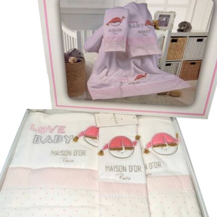 Набір дитячих рушників Maison D'or Bear Love Pink рожевий