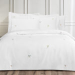 Комплект постільної білизни Tivolyo Home Brocade Embroidered сатин люкс 200x220 см білий купити.