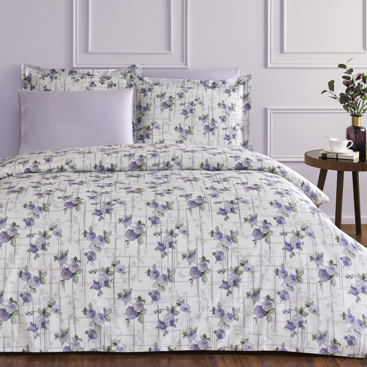 Комплект постільної білизни Tivolyo Home Soffie Lila люкс сатин 200x220 см Комплект постільної білизни Tivolyo Home Soffie Lila люкс сатин 200x220 см купити.