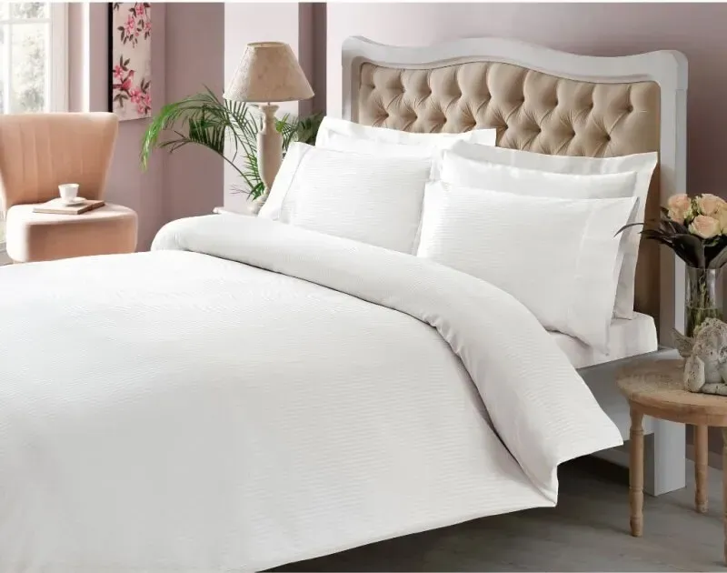 Двоспальний King Size комплект TAC Premium Basic White Сатин-Stripe Двоспальний King Size комплект TAC Premium Basic White Сатин-Stripe купити в Україні.