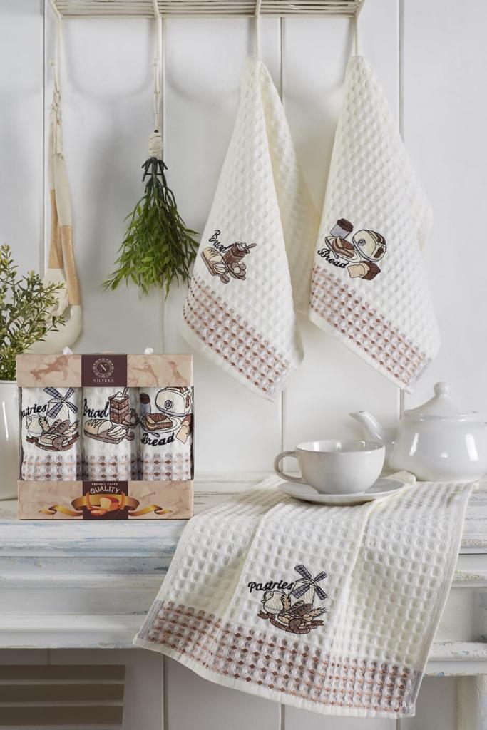 Набір кухонних вафельних рушників Nilteks Gualita Bread 35x50 см 3шт купити. Набір кухонних вафельних рушників Nilteks Gualita Bread 35x50 см 3шт купити.
