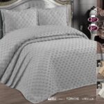 Жакардове покривало з наволочками Maison Royale Ahsen 240x260 см сіре
