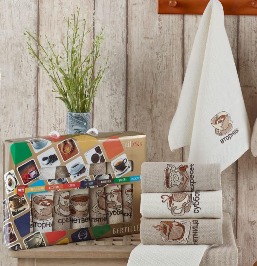 Набір кухонних вафельних рушників Nilteks Bertille Coffee 40x60 см 7шт купити. Набір кухонних вафельних рушників Nilteks Bertille Coffee 40x60 см 7шт купити.