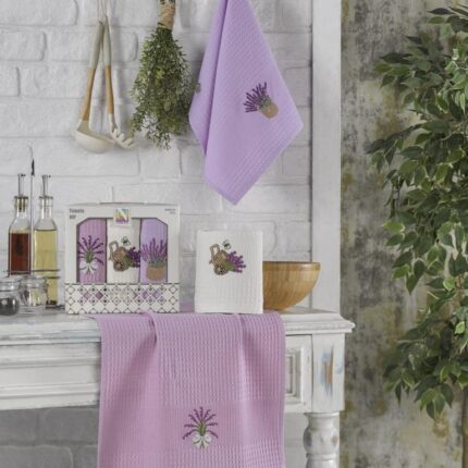 Набір кухонних вафельних рушників Nilteks VIP Luxe Lavender 40x60 см 3шт купити.