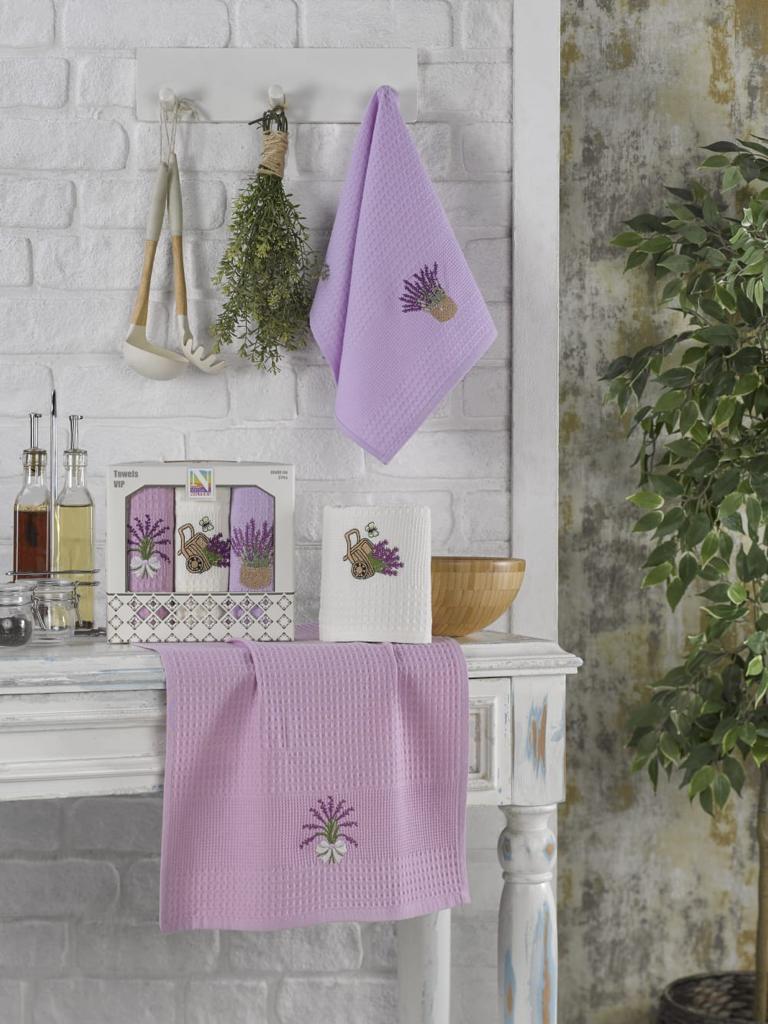 Набір кухонних вафельних рушників Nilteks VIP Luxe Lavender 40x60 см 3шт купити. Набір кухонних вафельних рушників Nilteks VIP Luxe Lavender 40x60 см 3шт купити.