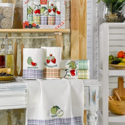 Набір кухонних вафельних рушників Nilteks Ekose Fruit 40x60 см 5шт купити.