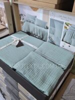 Муслінова постільна білизна Loom&Flow Henna Green Євро - Зображення 5