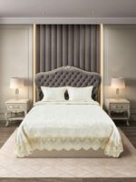 Покривало жакардове з наволочками KC Home Alara Aden 260x260 см Krem