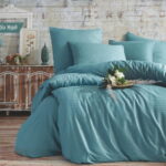 Постільна білизна Charlotte Stripe Satin євро з простирадлом на резинці 180х200+30 см Su Yesili