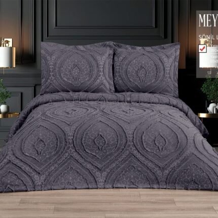 Покривало жакардове з наволочками KC Home Meyra 260x260 см Antrasit