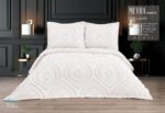 Покривало жакардове з наволочками KC Home Meyra 260x260 см Krem