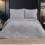 Покривало жакардове з наволочками KC Home Dora 260x260 см Gri